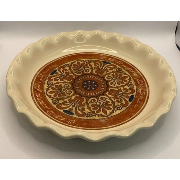 Tuscan Ambiance by Carpentree Pie Dish 2010 Stoneware 10.5 inches Beige - Picture 4 of 9